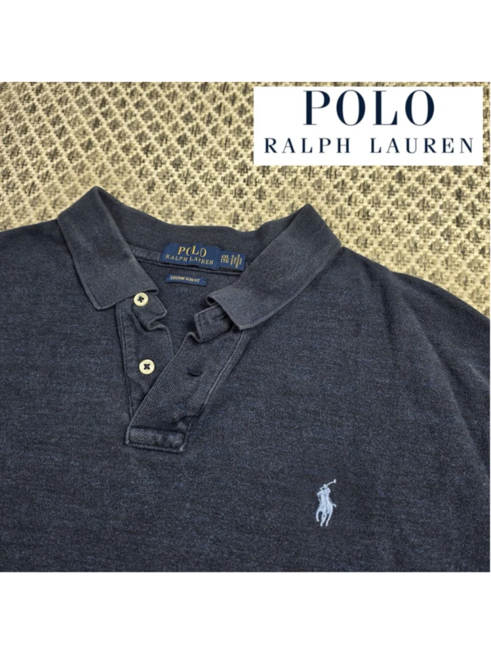 Polo Ralph Lauren Mens XXL Custom Slim Fit Navy Blue Pony Short Sleeve Polo